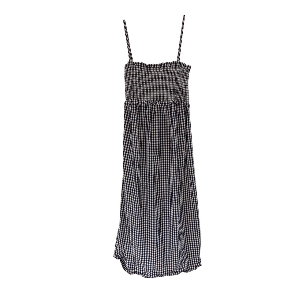J.Crew Smocked Cotton Poplin Dress Women's Gingham Plaid‎ Maxi Cottagecore XXS
